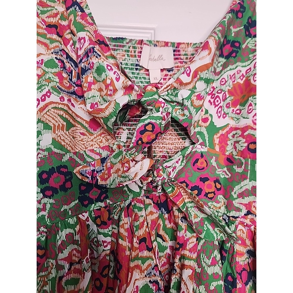 Cleobella Womens XL Reza Panama Midi Dress Floral w/pockets bow detail at bust - Picture 5 of 10